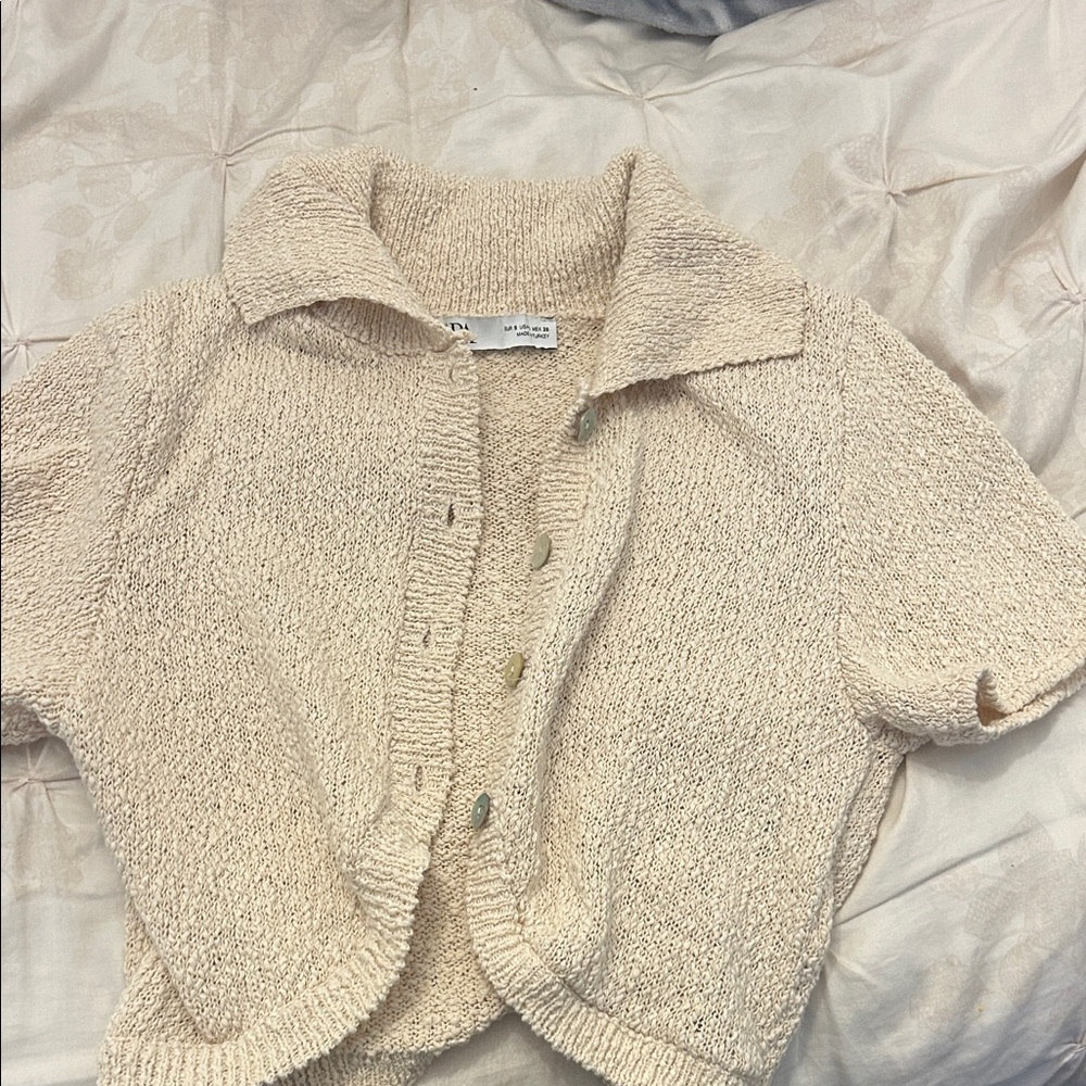 Zara Cream Short Sleeve Cardigan
